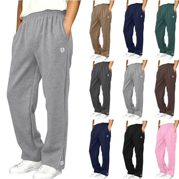SGFCWSX Boys Sweatpants Zip Hem Straight Leg Pockets Relaxed Fit Casual Athletic Sporty Everyday Basic Activewear Joggers Gray Size 9