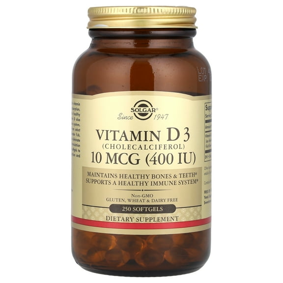 Solgar Vitamin D3 (Cholecalciferol) 10 MCG (400 IU) Softgels 1 ea