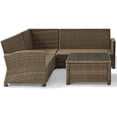 thumbnail image 6 of Crosley Furniture Bradenton 4-Piece Outdoor Wicker Seating Set with Sangria Cushions - Right Corner Loveseat, Left Corner Loveseat, Corner Chair, Sectional Glass Top Coffee Table, 6 of 11