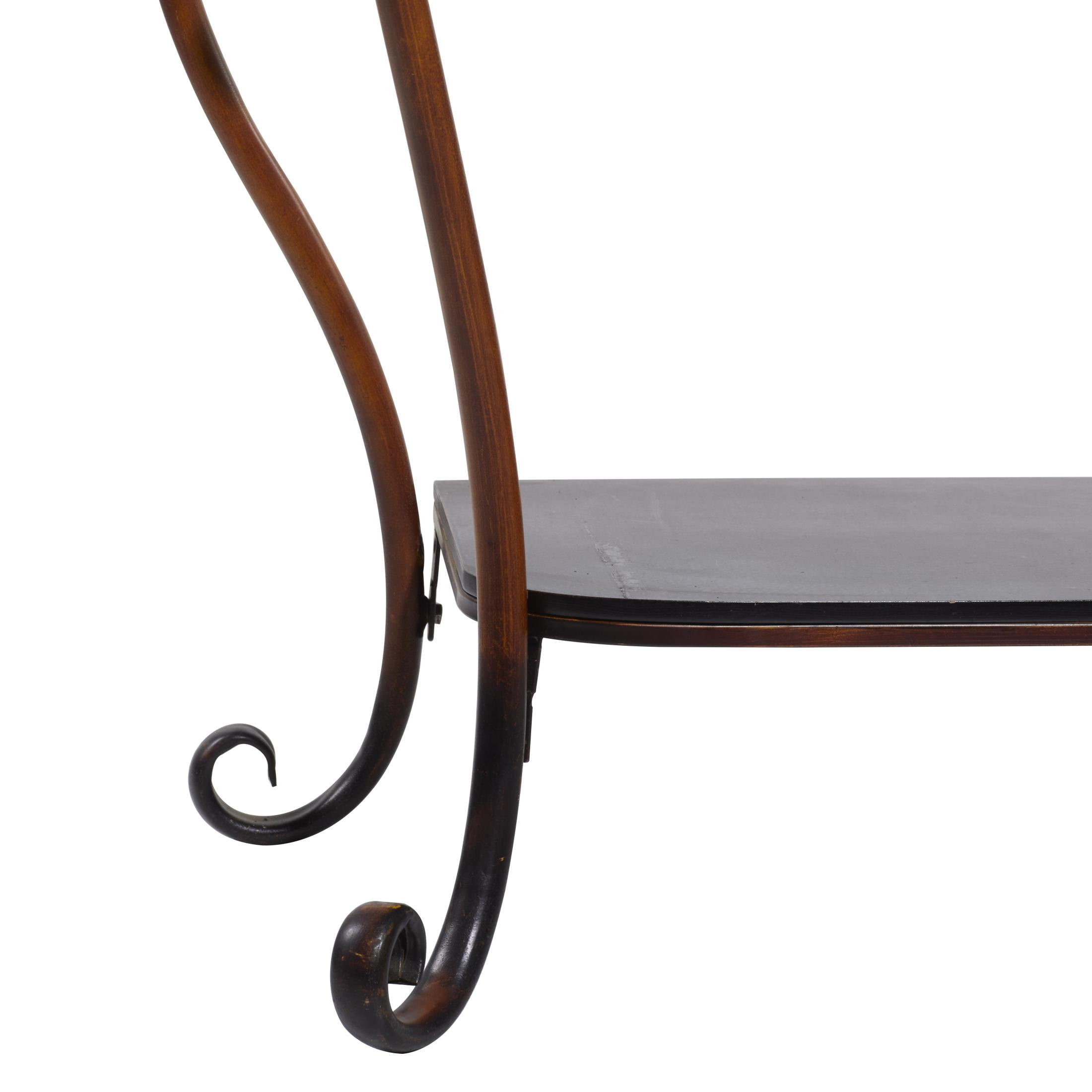 DecMode Traditional Brown Wood and Metal Console, Entryway, Hallway Table with Ornate Detailing and Round Edges, 43"W x 32"H