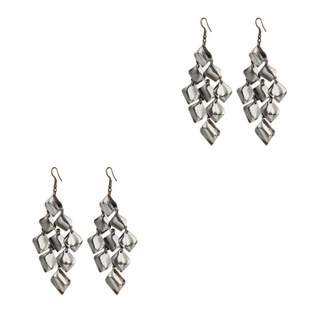 Sonducket Paquete de 2 Pendientes Exquisito Estilo Vintage Multicapa con Borlas Galvanoplastia Accesorios de Mujer Día de San Valentín Negro Negro 2piezas