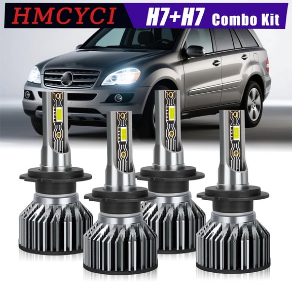 4PCS H7 LED Headlight Bulb FIT for 2000-2003 Mercedes-Benz ML320,High Low Beam Combo Kit,20000LM Cool White Bulbs