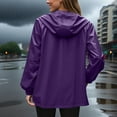 thumbnail image 4 of Fesfesfes Women's Rainproof Jacket Mid-Length Loose Lightweight Batwing Flared Sleeves Coat Fall Ideal for Casual Outings Travle (Purple#1,2XL), 4 of 6