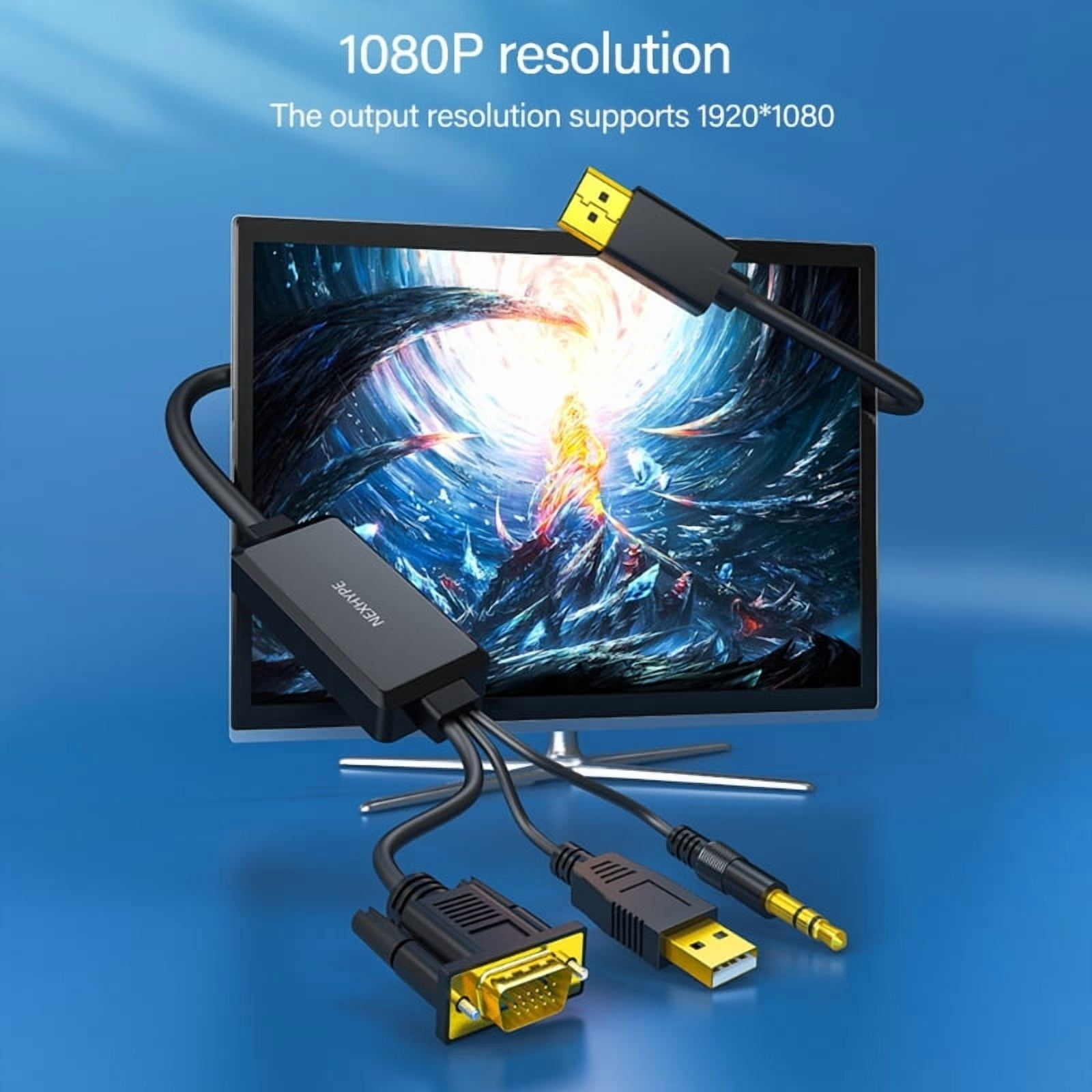 VGA to DisplayPort Adapter Cable Support Audio Transmission and 1080P HD Resolution for PC Laptop To TV Monitor