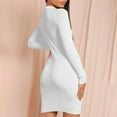 thumbnail image 4 of Ashirexll Womens Winter Dresses, Midi Dresses for Women, Tight Wrap Hip Dress Flip Collar Thread Knit Underlay Bodycon, 4 of 7