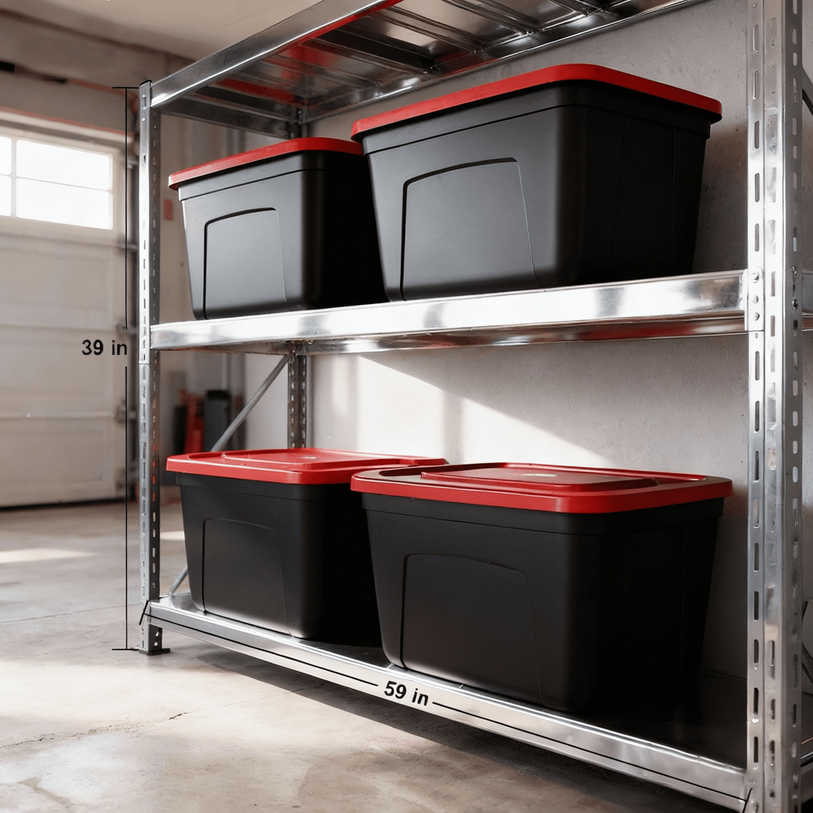SimplyKleen 18-Gallon 4 pack Stacking Plastic Storage Containers with Lids, Black Body/Red Lid