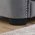 thumbnail image 6 of MIKIBAMA 6-Seater Velvet Chesterfield Sofa, Deep Seat Cushions, Tufted Back, Brass Nailhead Trim, Gray, 6 of 6