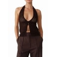 thumbnail image 1 of Haut de Maillot de Bain Crop Top Crocheté à Nouer devant Col Halter Couleur Café S, 1 of 6
