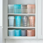 Zip Top Reusable 100% Platinum Silicone Food Storage Containers - Made in the USA - 3 Dish Set - Peach