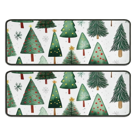Kitchen Rugs Sets Of 2,White Christmas Tree Pattern Anti Fatigue Kitchen Mat Rugs Non Slip Washable,Decorative Kitchen Floor Mats for Kitchen,Sink,Laundry,17"x47" 17"x47"