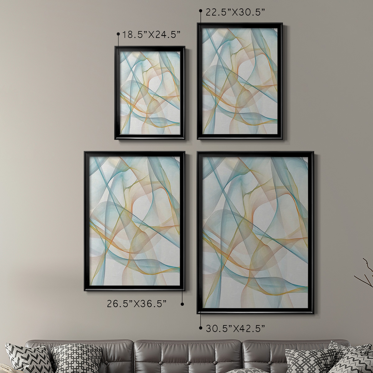 Curves and Waves III Premium Framed Print, in Gold, Black, or Silver - Ready to Hang