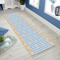thumbnail image 1 of Casavani Handblock Printed Cotton Hallway Stair Runner Rug Home Decor Kilim Rug, Blue 4x10 feet, 1 of 1