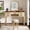 Brown+Antique White, variant on 37.4'' H Corner Vanity Desk with Mirror & LED Lights & Stool,Modern Makeup Vanity Table with Drawer Shelf Cabinet for Bedroom,Brightness Adjustable Folding Mirror,White