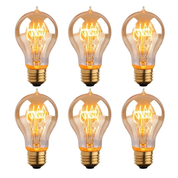 HIBIBUD 6Pcs Outdoor Light Bulbs,Nostalgic Art A19 E27 Globe Light Bulbs,110-120V 40W Incandescent Light Bulbs,String Light Bulbs for Bar,Restaurant and Patio Decor