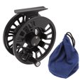 thumbnail image 1 of Carrete de pesca con mosca, accesorios de caña de pescar negros de aleación de aluminio con bolsa de almacenamiento para manos izquierda y derecha, 1 of 8