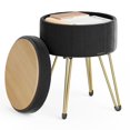 SONGMICS Vanity Stool Chair, Small Ottoman Stool with Storage, Velvet