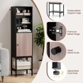 thumbnail image 4 of YANG2 57” Tall Bathroom Storage Cabinet, Floor Cabinet with Door, Adjustable Shelves & Foot Pads, Metal Legs, Anti-Tipping Kit, Slim Bathroom Storage Unit for Living Room, Kitchen (Black), 4 of 9