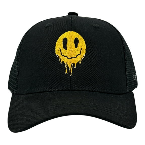 Dripping Smile Hat Funny Sarcastic Melting Smiling Face Graphic Novelty Cap