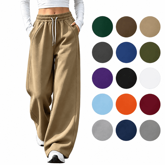 Akmaiox Wide Leg Sweatpants for Women, Plus Size Drawstring Waist Workout Joggers with Pockets, Casual Comfy Outdoor Hiking Pants