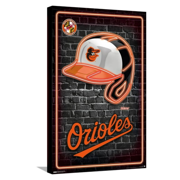 MLB Baltimore Orioles - Neon Helmet 23 Canvas Wall Poster, 14.725" x 22.375"