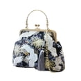 thumbnail image 1 of Bolso elegante de seda con bordado de grullas, estilo chino moderno para mujer - Bandolera cruzada o de hombro, color negro, diseño floral clásico (18x22x14 cm), 1 of 5