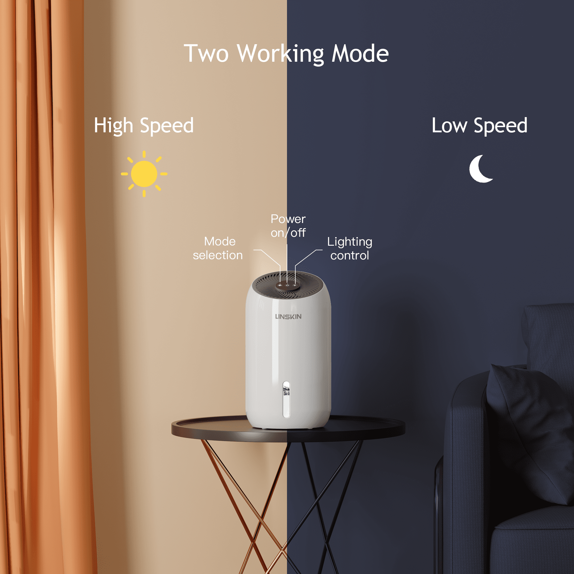 Dehumidifiers, Linskin 720 Sq. Ft. Dehumidifier for Home and Basement, 57oz(1700ml) Quiet Dehumidifiers with Drain Hose, 2 Working Modes, Auto Shut Off - Small Dehumidifier for Bathroom, Bedroom, RV
