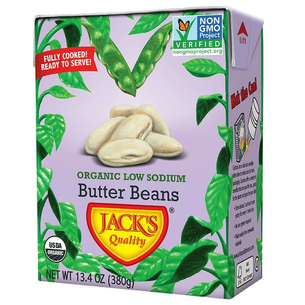 Jack's Beans Organic Low Sodium Butter Beans 13.4 oz, 8 pack