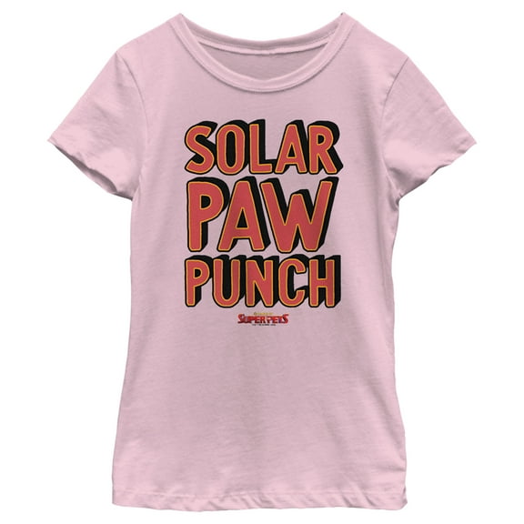 Girl's DC League of Super-Pets Solar Paw Punch  Graphic Tee Light Pink X Large
