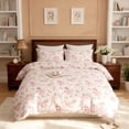 thumbnail image 3 of JOLUSERE 3-Piece Pink Flowering Crabapple Comforter Queen Set, Soft Plants Aesthetic Bedding Set for Adults, 3 of 9