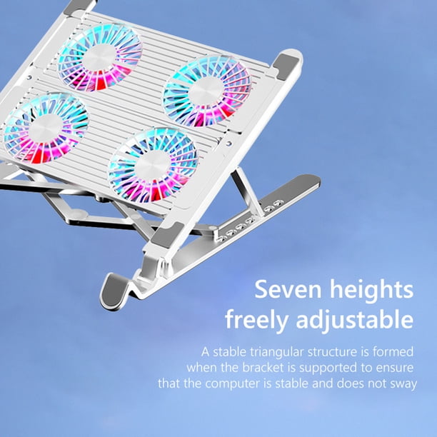 Laptop Cooling Fan with 2/4 Fans Silent RGB 7 Height for 11-17.3 Inch Notebook