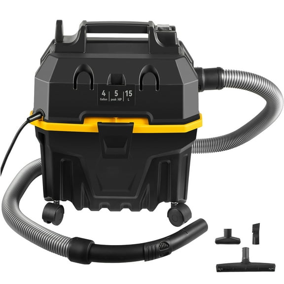 BENTISMBbrand Wet Dry Vac, 4 Gallon, 5 Peak HP, 3 in 1 Shop Vacuum with Blowing Function, Portable with Attachments to Clean Floor, Upholstery, Gap, Car, ETL Listed, Black/Orange