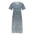 thumbnail image 4 of JINMGG Summer Dresses 2024, Dresses for Women 2024 Women Fashion Summer Casual Short Sleeve V-Neck Printing Dress Loose Dress Blue M, 4 of 5