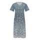 thumbnail image 4 of ICHUANYI Clearance Women Fashion Summer Casual Short Sleeve V-Neck Printing Dress Loose Dress(Blue, L) ICHUANYI WER2023080812436, 4 of 5