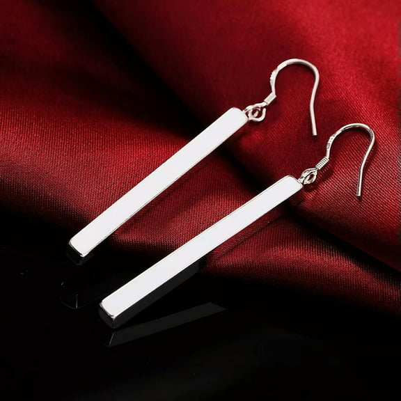 GKNET Wholesale Womens 925 Silver Stick Dangle Drop Earrings Fashion Delicate Jewelry E002