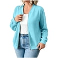 thumbnail image 2 of Women's Fleece Zip up Sweatshirt Jackest No Hood, Casual Long Sleeve Coat Outerwear with Pockets, Fall Comfy Versatile Jackets Daily Wear, 2 of 7