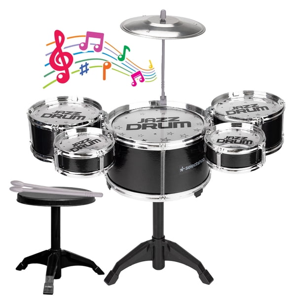 Batería Infantil Musical Con Luces - Set De Tambores De Jazz Con Taburete - Incluye Bombo, Platillo, Pedal Y Baquetas - Juguete Educativo Para Niños De 2 A 6 Años - Desarrolla El Oído Y La Coordinación