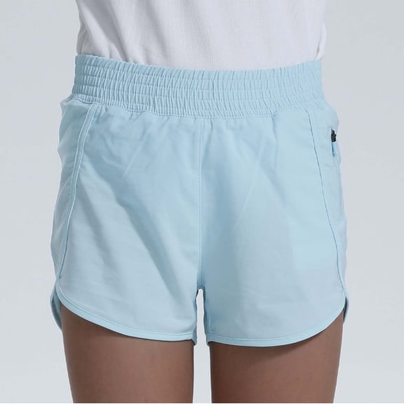 Girls Running Shorts With Liner High Waist Loose Fit Yoga Workout Athletic Shorts For Kids