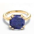 thumbnail image 3 of Gem Stone King 18K Yellow Gold Plated Silver Blue Lapis Double Prong Ring for Women (3.50 Cttw, Cushion 10MM, Gemstone Birthstone, Available in Size 5, 6, 7, 8, 9), 3 of 6