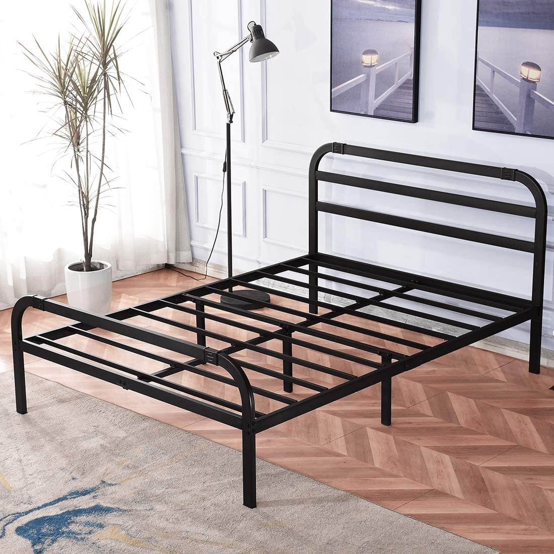 Tatago 14 King Size Bed Frame With, King Size Metal Bed Frame With Headboard