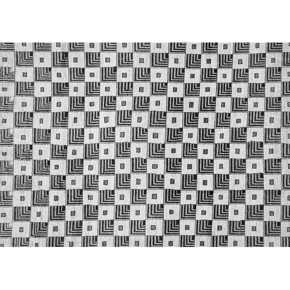 Ahgly Company Indoor Rectangle Checkered Gray Modern Area Rugs, 2' x 5'