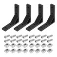 thumbnail image 1 of Uxcell 4Set Soportes de esquina de 90 grados, 78x78x18mm, accesorios de aluminio, conectores de soporte con tornillos y tuercas, negro, 1 of 7