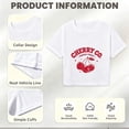 thumbnail image 6 of Women's Summer Cropped T Shirts Red Cherry Graphic Print tees Short Sleeve Casual Crop Tops, 6 of 7