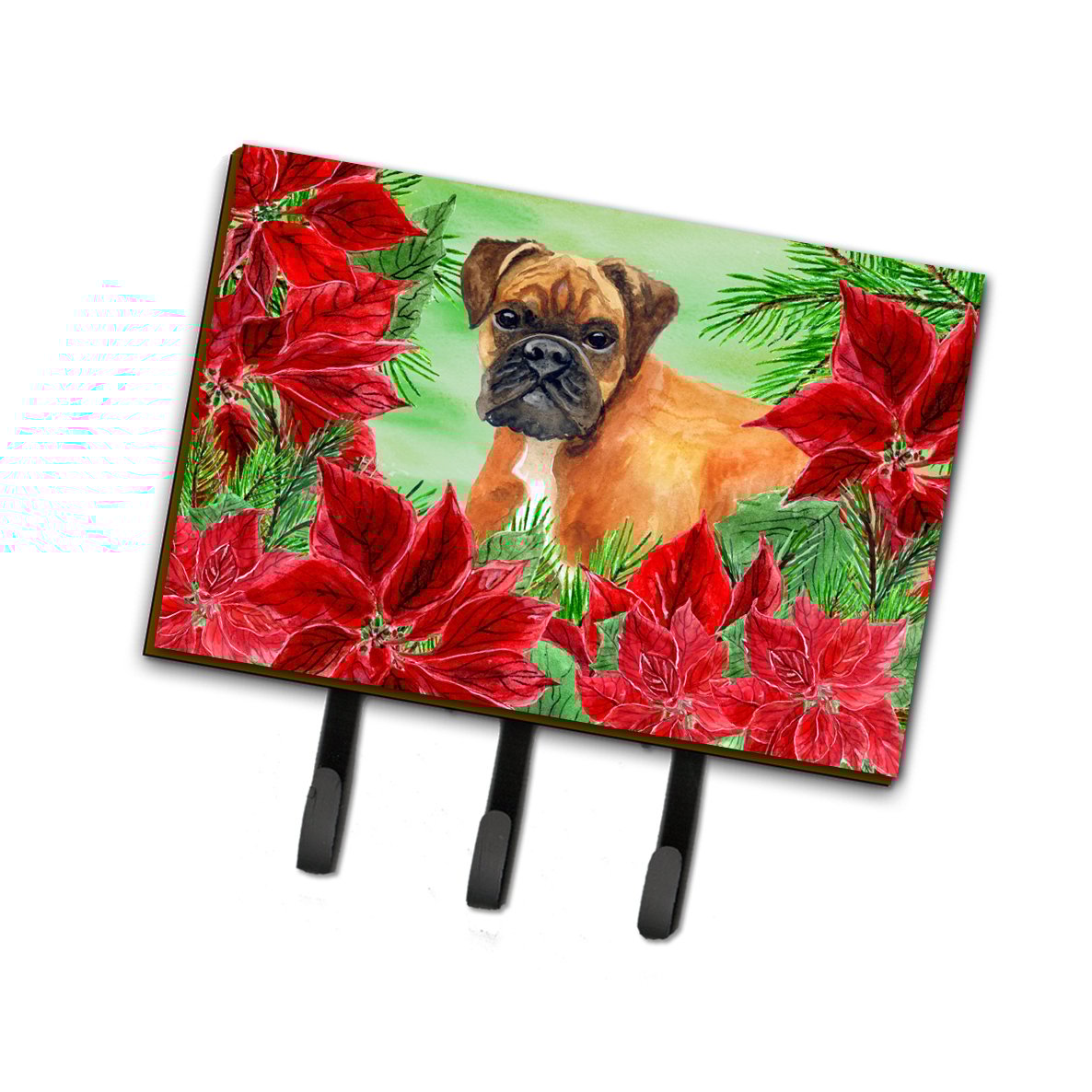 German Boxer Poinsettas Leash or Key Holder