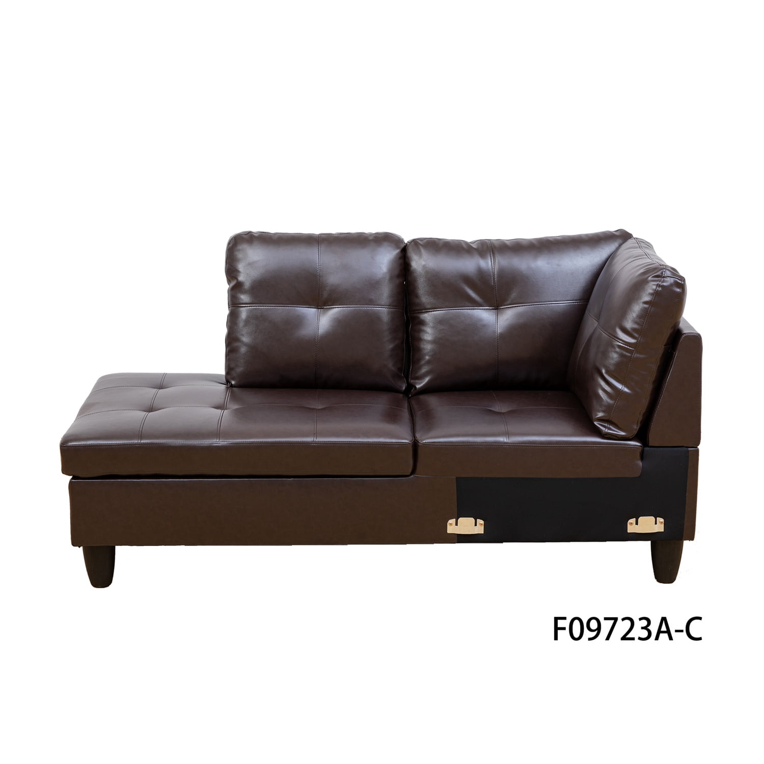 Hommoo L Shaped 4-Seat Couch, Faux Leather Sectional Couches and Sofas, Modern Living Room Furniture Sets Sectional Sofa Set, Brown(No Ottoman)
