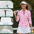 thumbnail image 6 of Uorisanigo Pink Leopard Print Womens Golf Shirt Versatile Women's 3/4 Sleeve Athletic Golf Shirts with 1/4 Zipper Polyester Spandex Fabric Breathable Tennis Tops for Workout Sports, 6 of 7