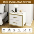 thumbnail image 5 of Dextrus Modern Nightstand End Side Table with 2 Drawers and Metal Frame for Bedroom Living Room, White and Gold, 5 of 11