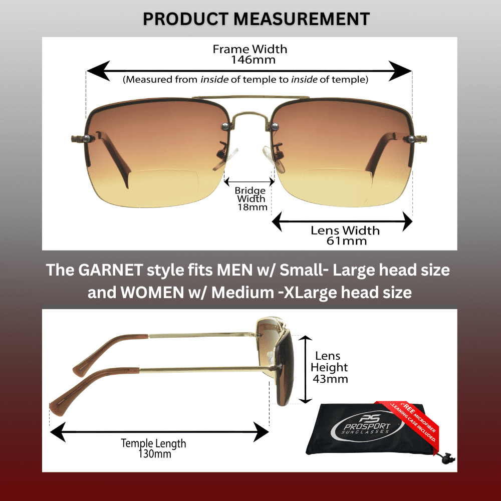 proSPORT Bifocal Aviator Reading Sunglass Reader Men Women Gradient Brown Lens