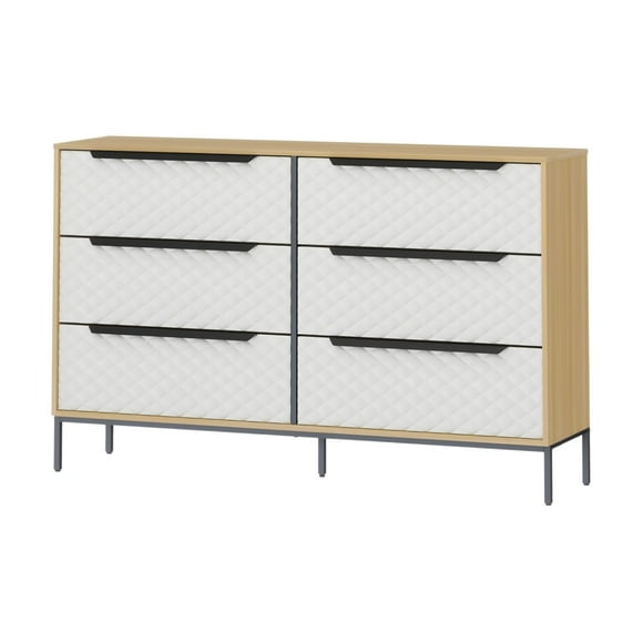 Ilios Innova | Cajonera Cómoda Organizadora de 6 Cajones con Estructura de MDF, Base Metálica y Cajones de Tela . Diseño Moderno Color Café, para Sala o Recibidor.