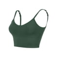 thumbnail image 2 of BadPiggies Women's Comfy Wirefree Seamless Bra Adjustable Cami Lounge Bra Padded Bralettes Longline Pullover Sleep Bra (S/M, Green), 2 of 6