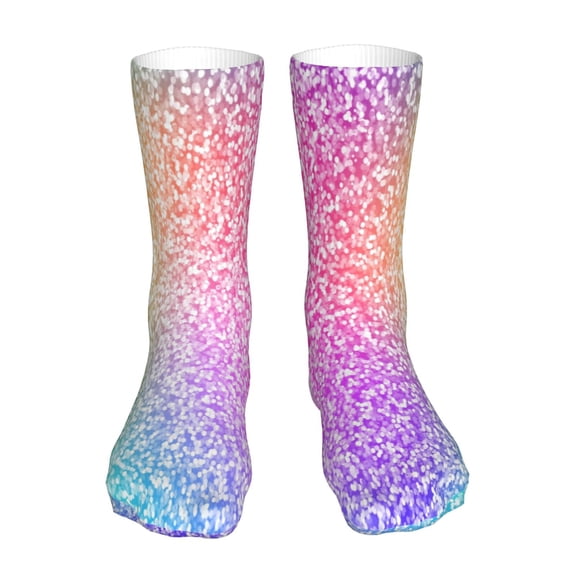 KLL Colorful Glitters Print Womens Crew Socks Athletic Middle Tube Long Socks Novelty Socks Gifts For Men
